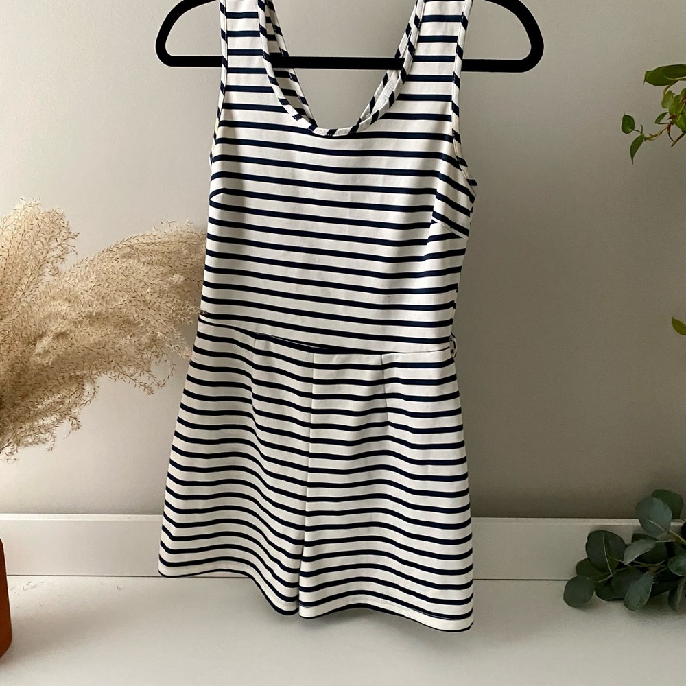 Blue and white romper